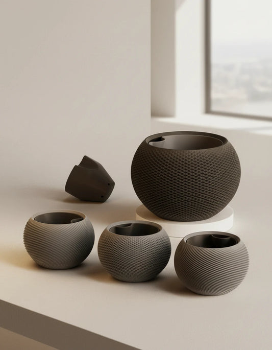 SFERA #2 – organický kvetináč s geometrickým reliéfom
