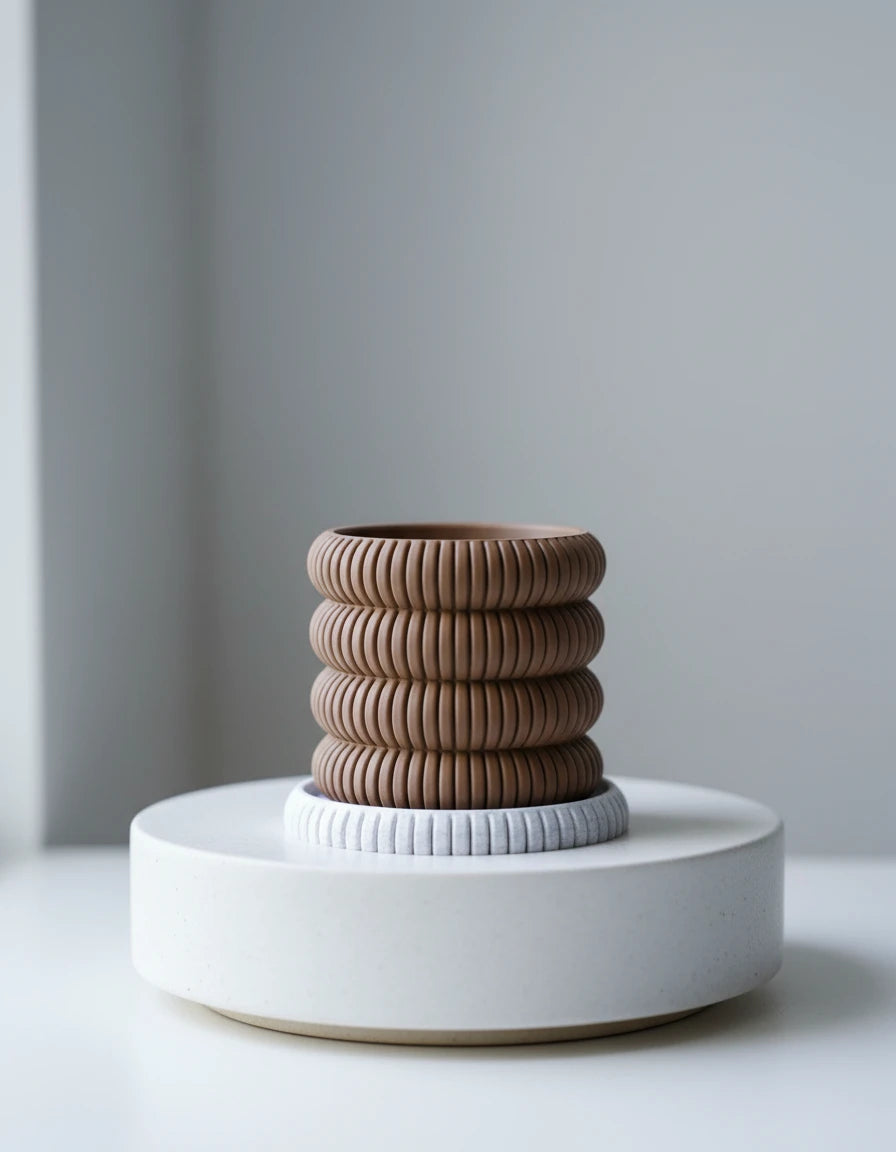 ribbed planter · with plate