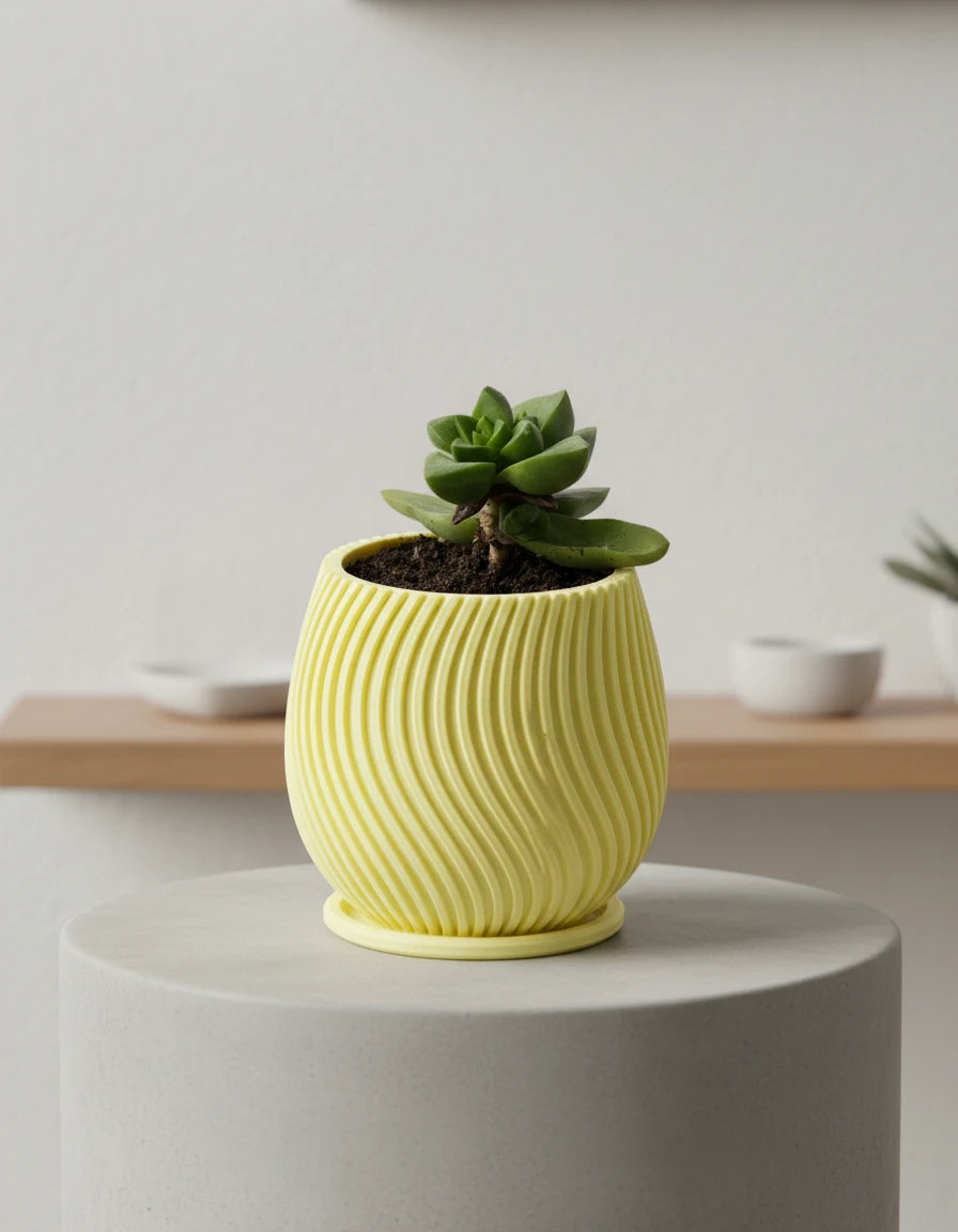 planter with wavy pattern