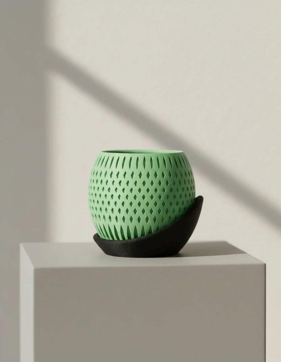 orbit · planter with wrap around plate