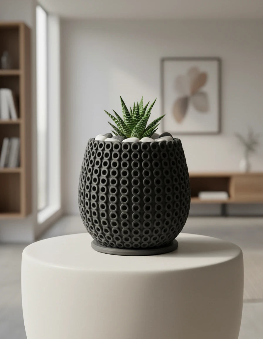 planter with circle pattern