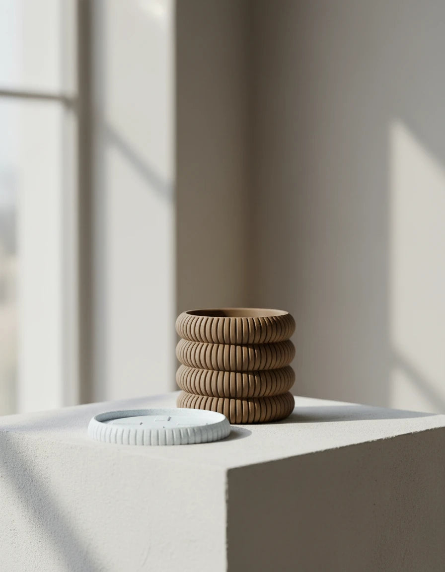 ribbed planter · with plate