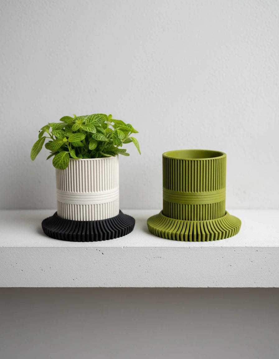 planter pot · ribbed plate