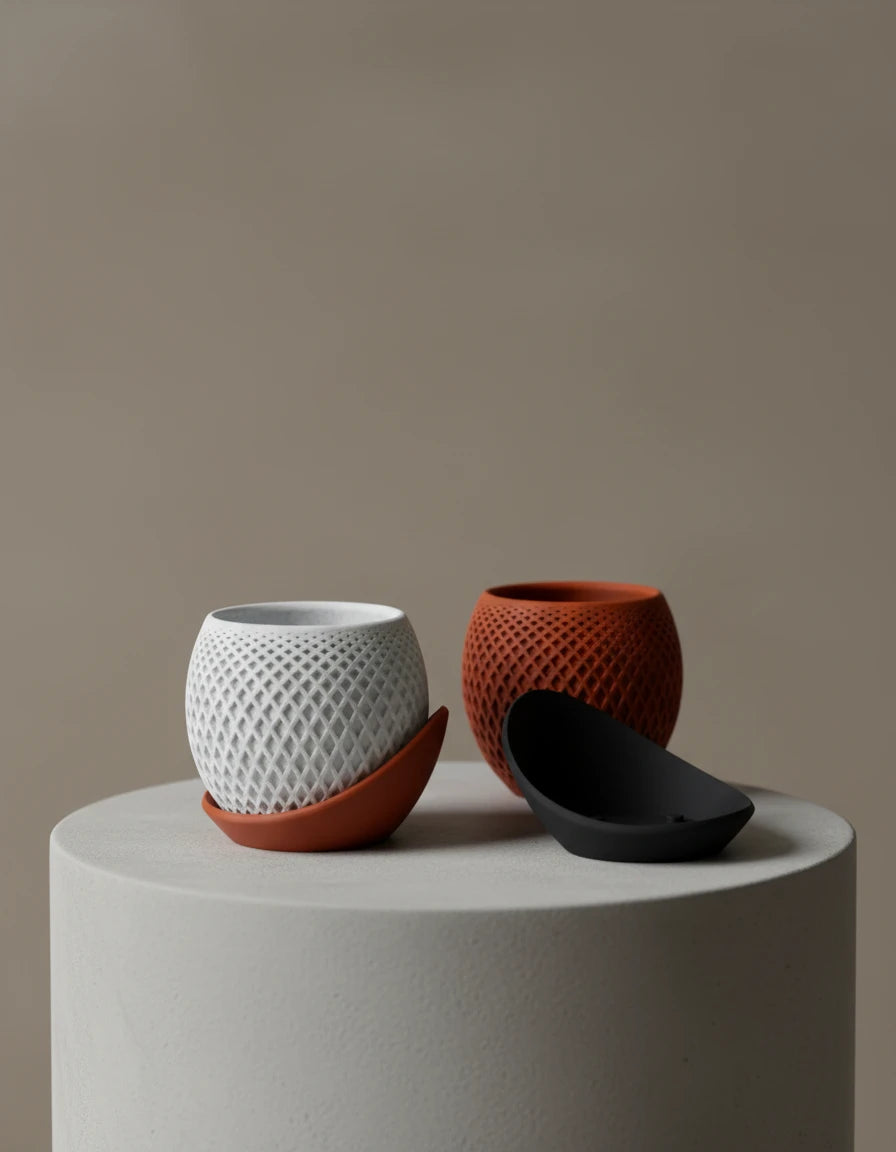 polygon planter · wrap around plate