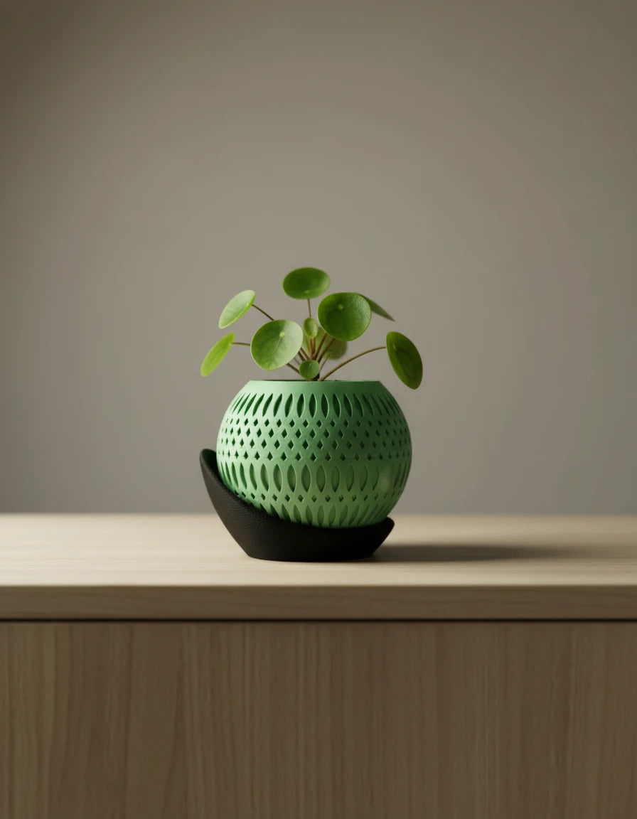 orbit · planter with wrap around plate