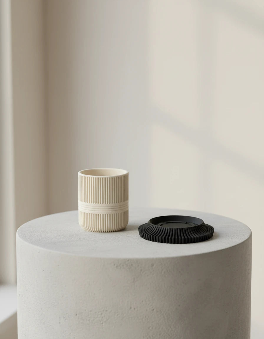 planter pot · ribbed plate
