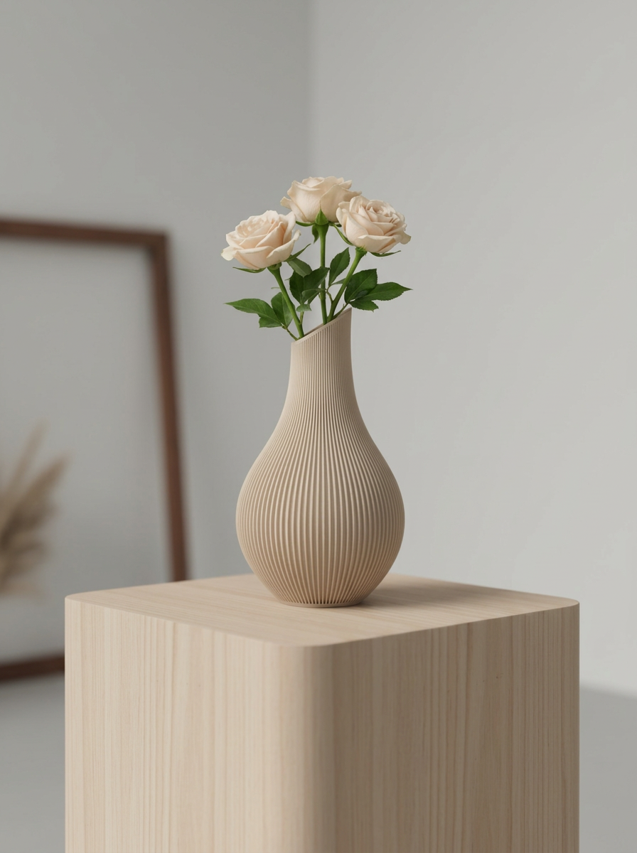 Shizu Japandi Vase s čerstvými ružami.