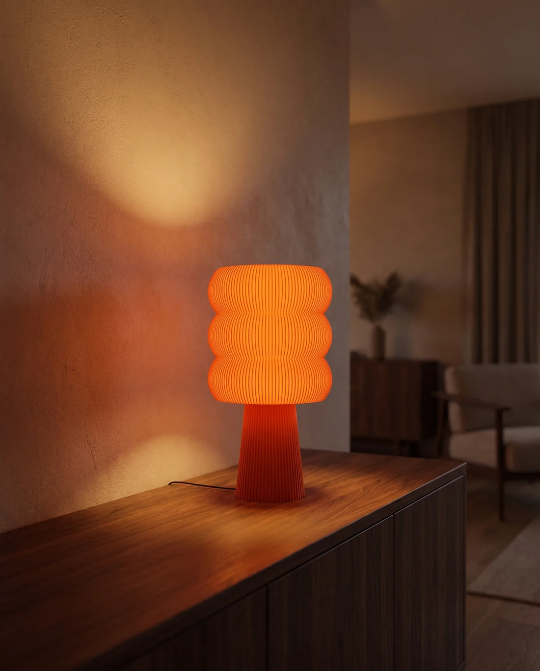 Kvalitne vytlačená 3D lampa KUMO zblízka