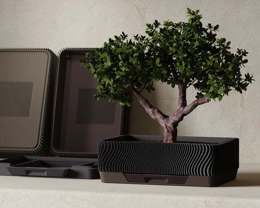 Bonsai Wave – Japandi miska na bonsaj s podnosom