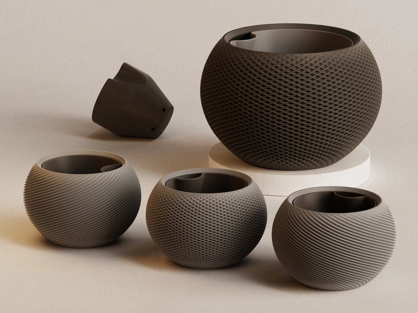 SFERA #2 – organický kvetináč s geometrickým reliéfom