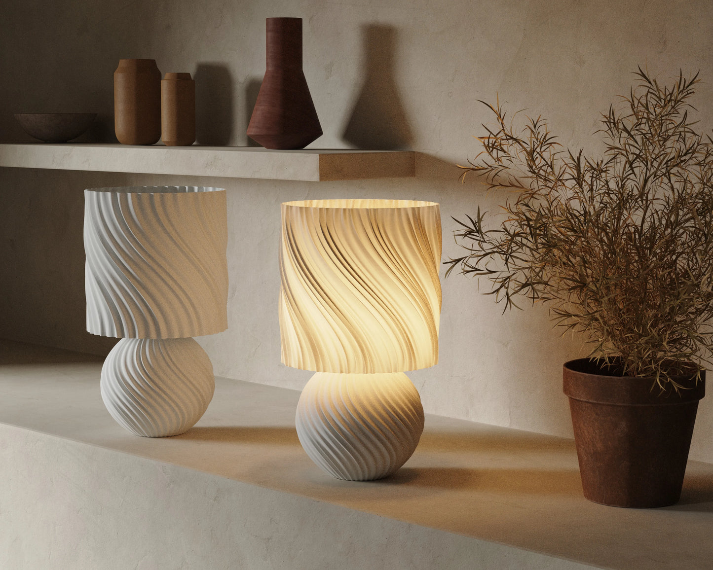 STONED Lamp – vlnitá Japandi stolová lampa