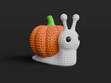 Pletený halloweensky slimák s tekvicou