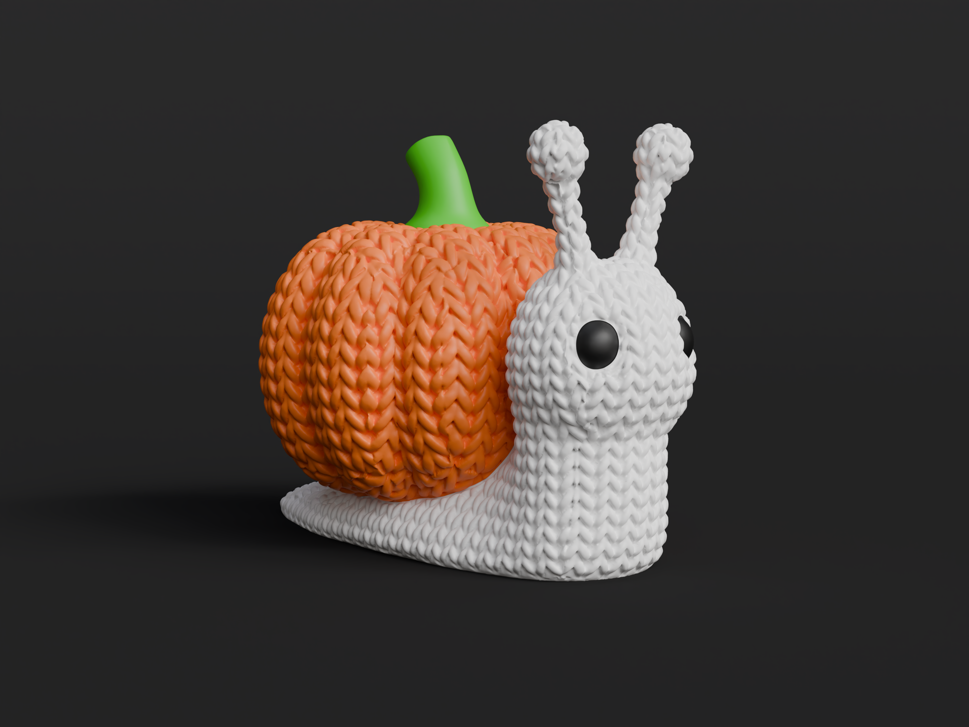 Pletený halloweensky slimák s tekvicou