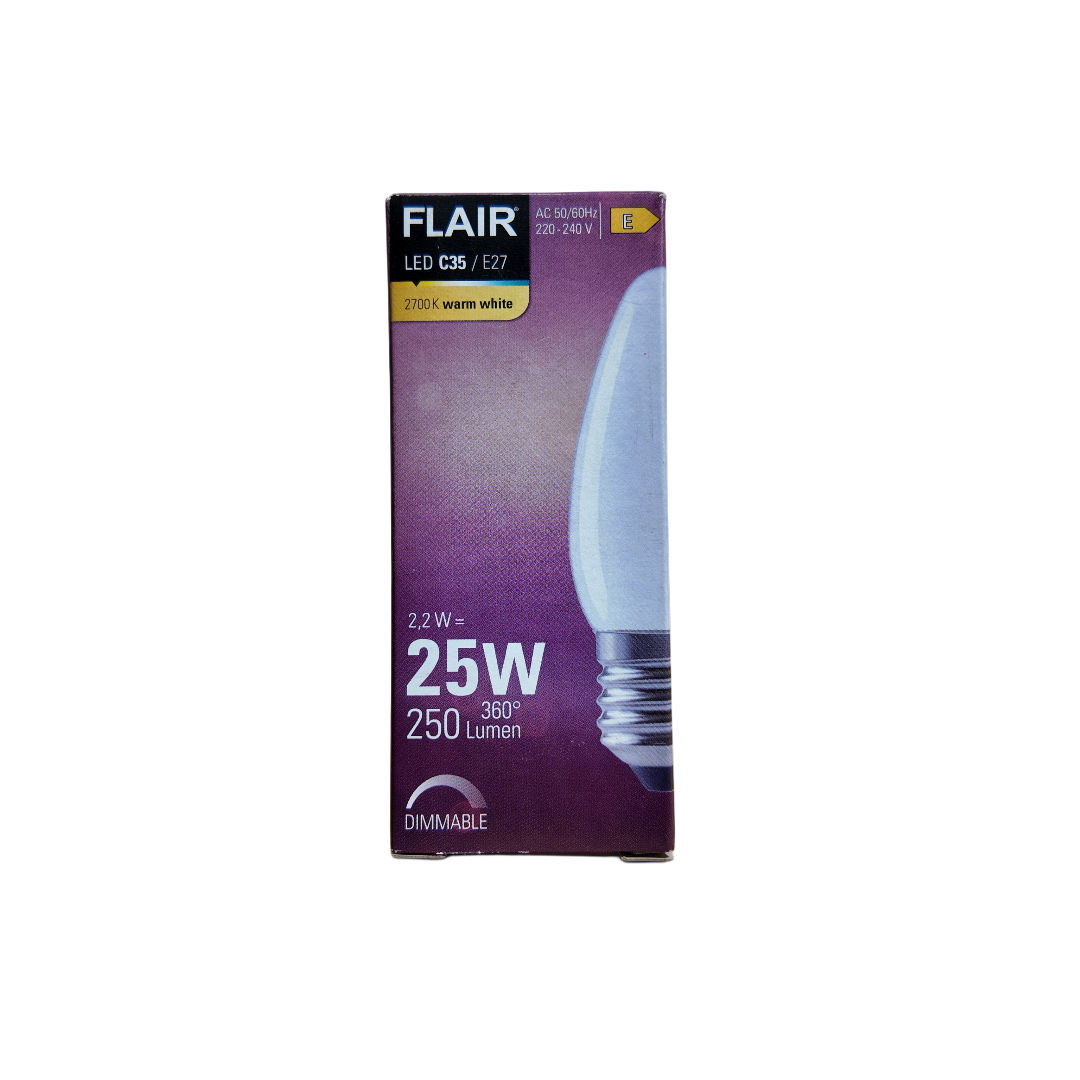 Flair LED žiarovka E27/C35 25W 250lm – dizajnová 3D lampa od Printhia, pohľad 1