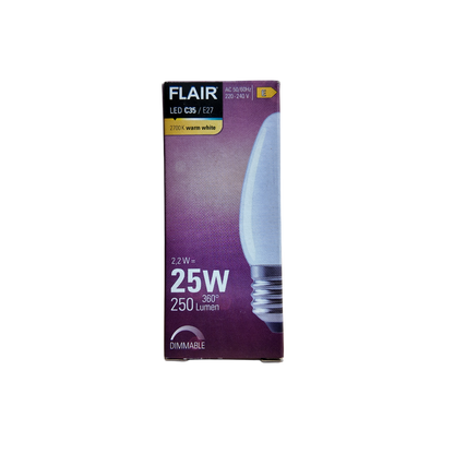 Flair LED žiarovka E27/C35 25W 250lm – dizajnová 3D lampa od Printhia, pohľad 1
