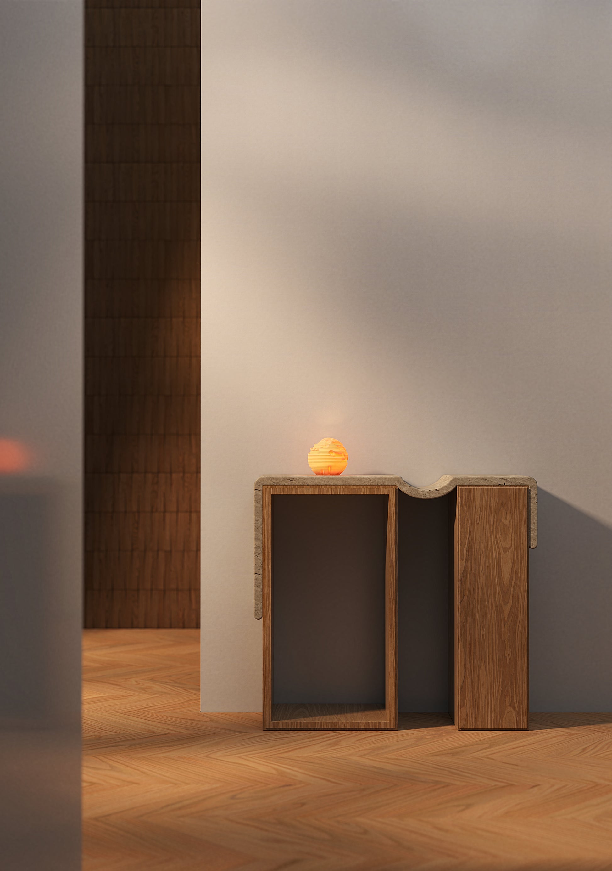 Lumira Orbis Mini v interiéri, teplá atmosférická žiara