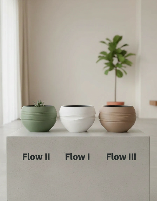 Dizajny Flow: zľava Flow II, Flow I a Flow III.