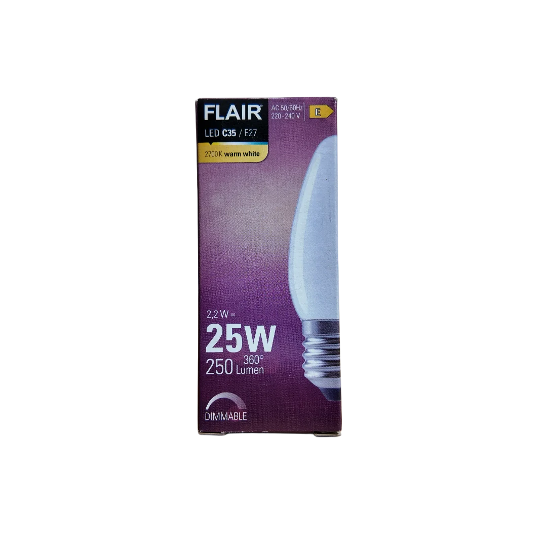 Flair LED žiarovka E27/C35 25W 250lm – dizajnová 3D lampa od Printhia, pohľad 1