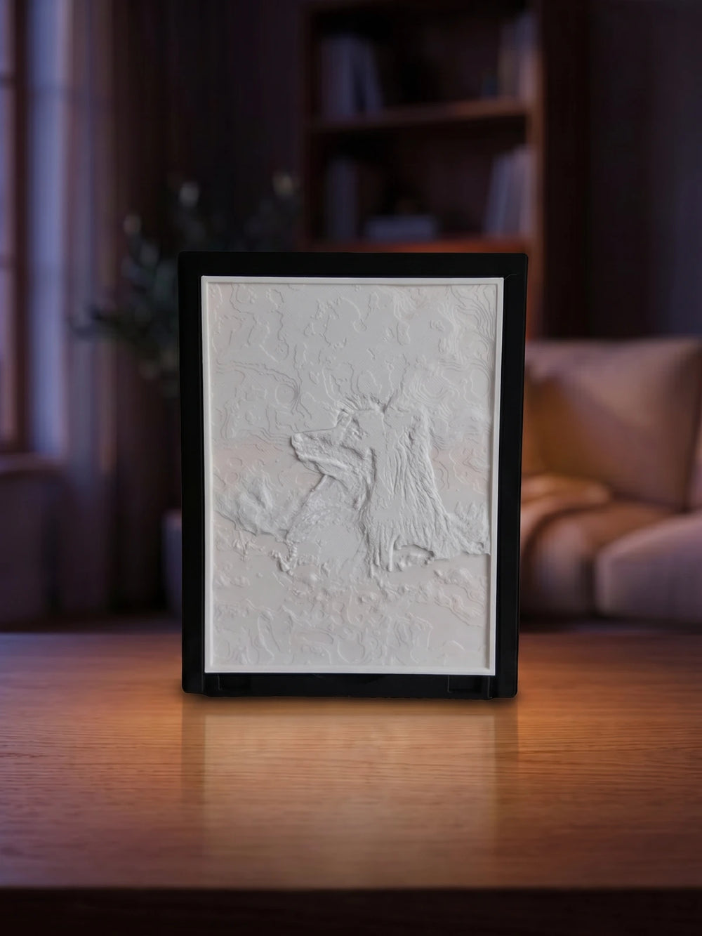 Litofánia zhasnutá, biely 3D reliéf bez svetla
